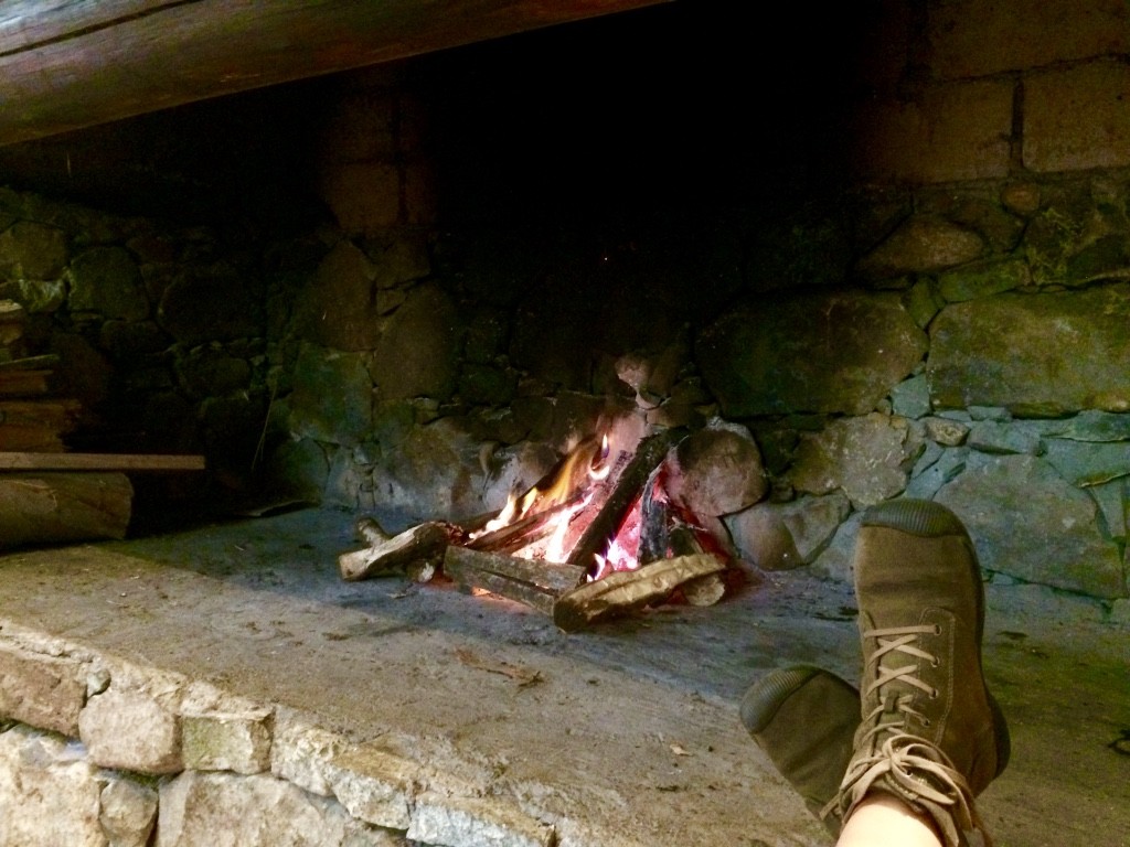 Relaxing by the fire