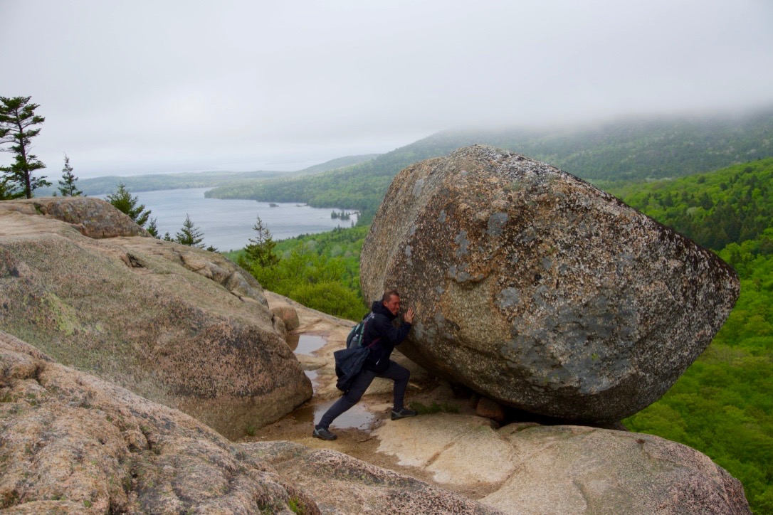 pushing large rock 
