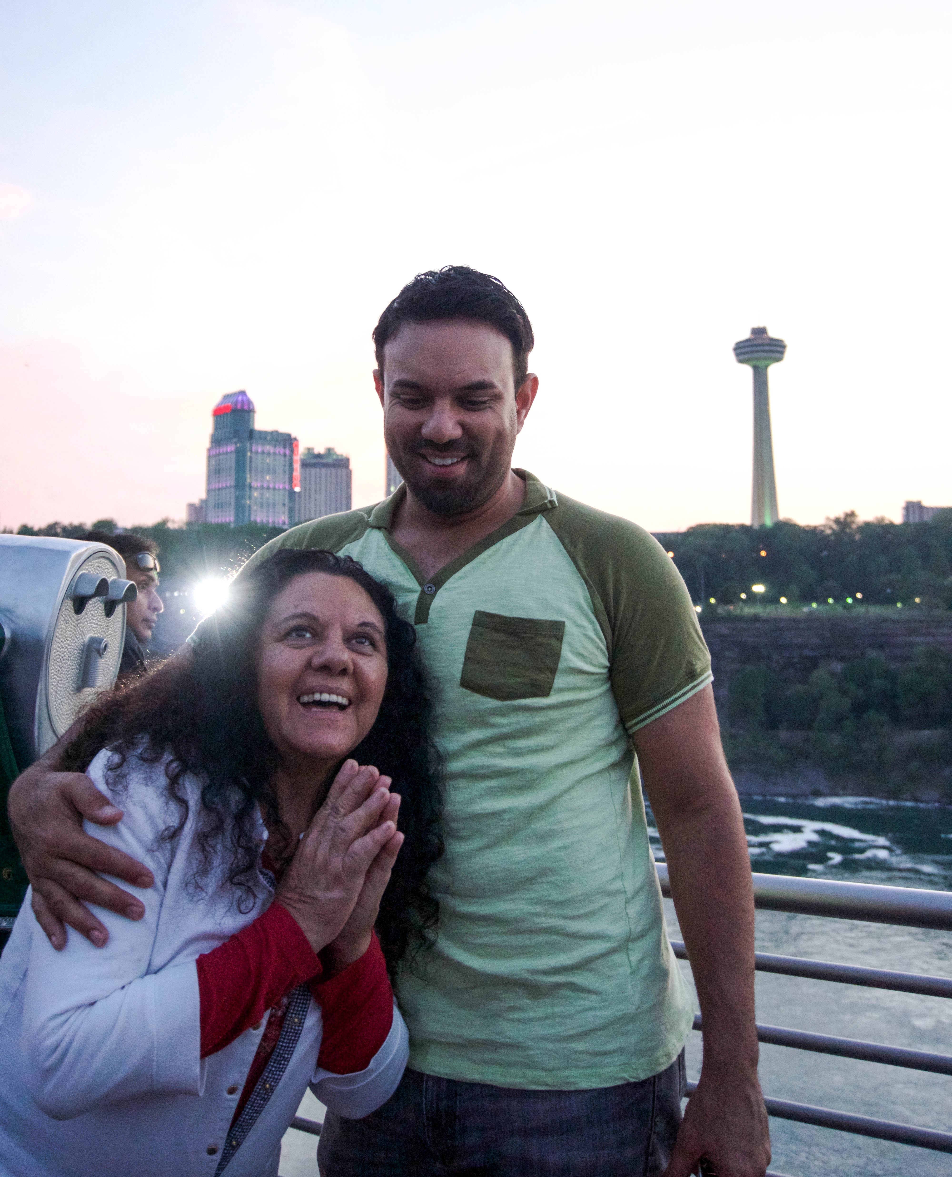 Mom at the edge of Niagara Falls