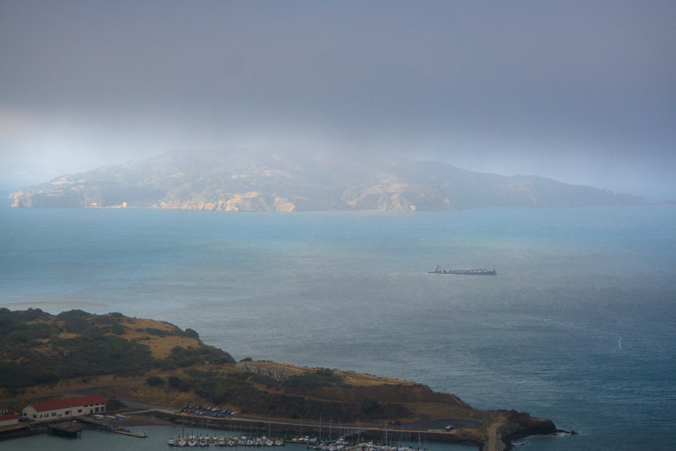 Views from the Golden Gate Vista Point through the fog