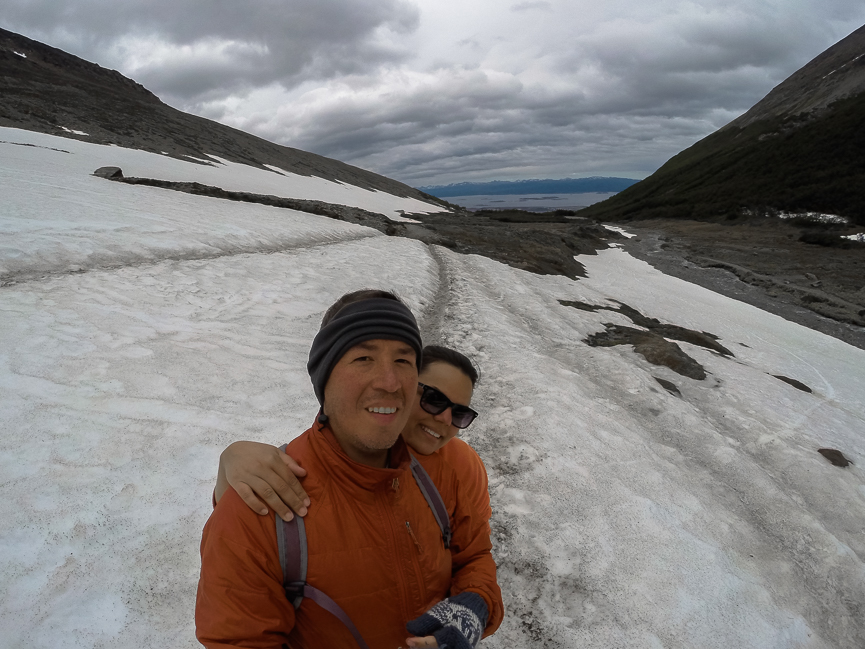 Trekking through the snow... bring good shoes! Glacier Martial