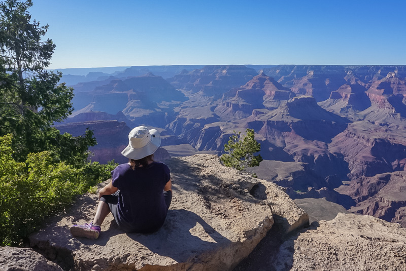 Sitting at the rim of the Grand Canyon
